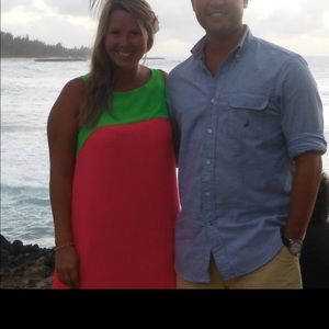 Neon watermelon summer chiffon dress